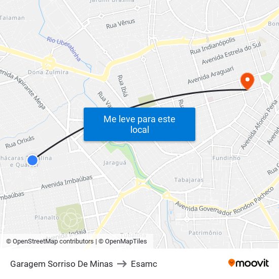 Garagem Sorriso De Minas to Esamc map