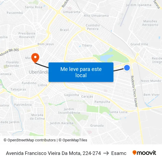 Avenida Francisco Vieira Da Mota, 224-274 to Esamc map
