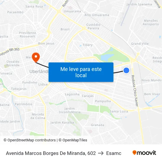 Avenida Marcos Borges De Miranda, 602 to Esamc map