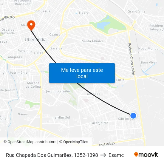 Rua Chapada Dos Guimarães, 1352-1398 to Esamc map