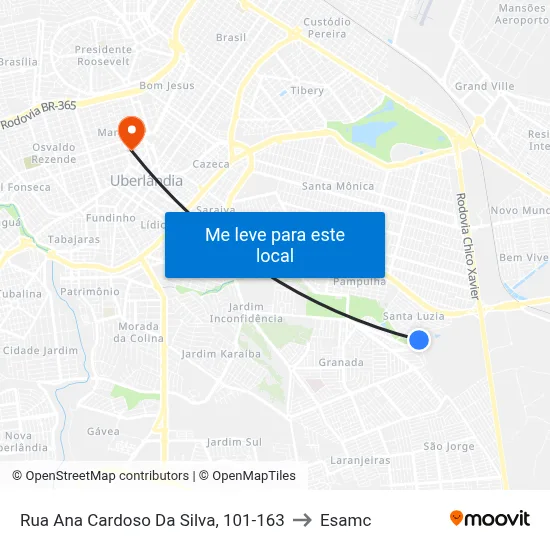 Rua Ana Cardoso Da Silva, 101-163 to Esamc map