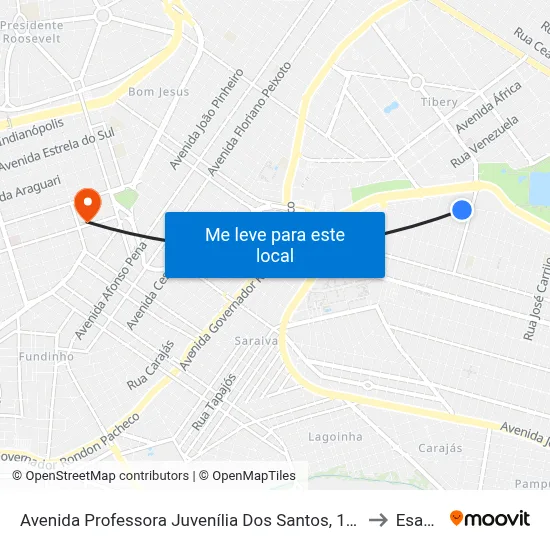 Avenida Professora Juvenília Dos Santos, 144-198 to Esamc map