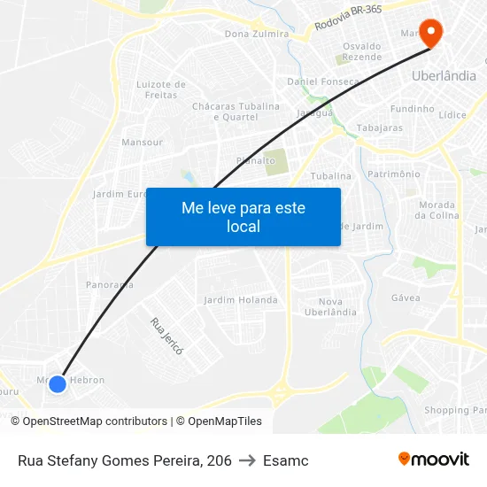 Rua Stefany Gomes Pereira, 206 to Esamc map