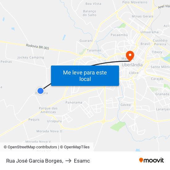 Rua José Garcia Borges, to Esamc map