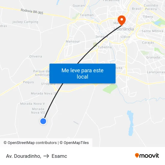 Av. Douradinho, to Esamc map