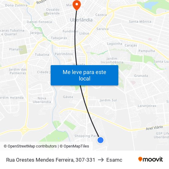 Rua Orestes Mendes Ferreira, 307-331 to Esamc map