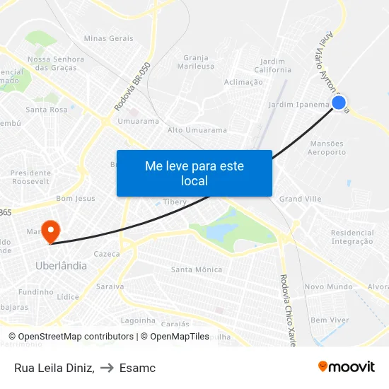 Rua Leila Diniz, to Esamc map