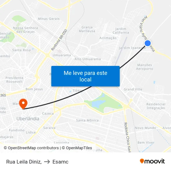Rua Leila Diniz, to Esamc map