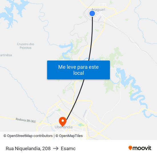 Rua Niquelandia, 208 to Esamc map