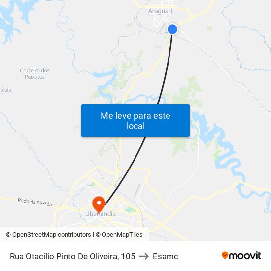 Rua Otacílio Pinto De Oliveira, 105 to Esamc map