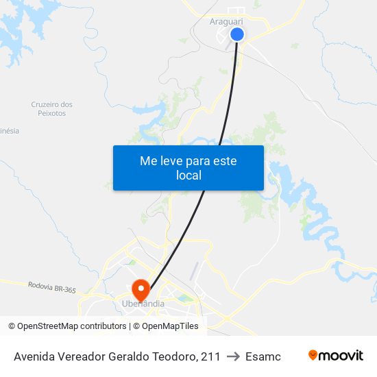 Avenida Vereador Geraldo Teodoro, 211 to Esamc map