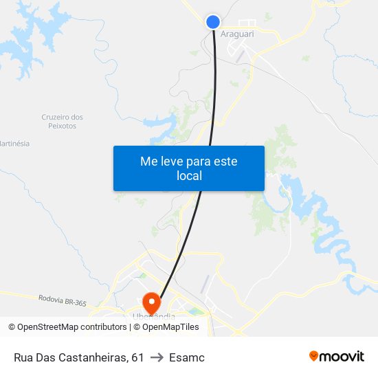 Rua Das Castanheiras, 61 to Esamc map