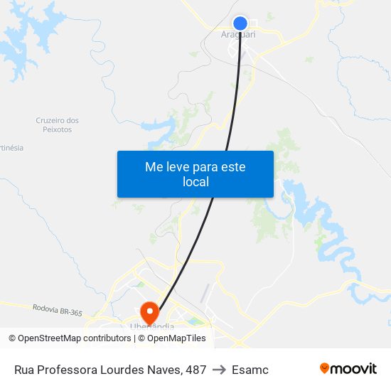 Rua Professora Lourdes Naves, 487 to Esamc map