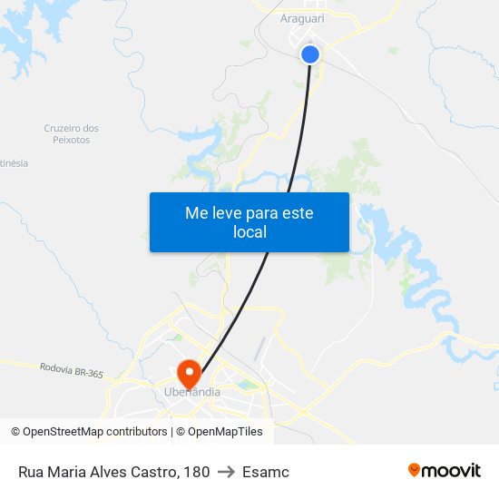 Rua Maria Alves Castro, 180 to Esamc map