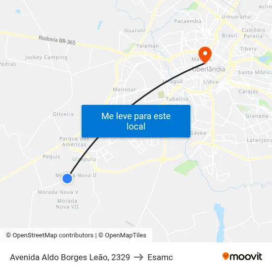 Avenida Aldo Borges Leão, 2329 to Esamc map