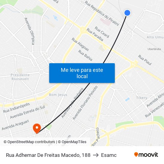 Rua Adhemar De Freitas Macedo, 188 to Esamc map