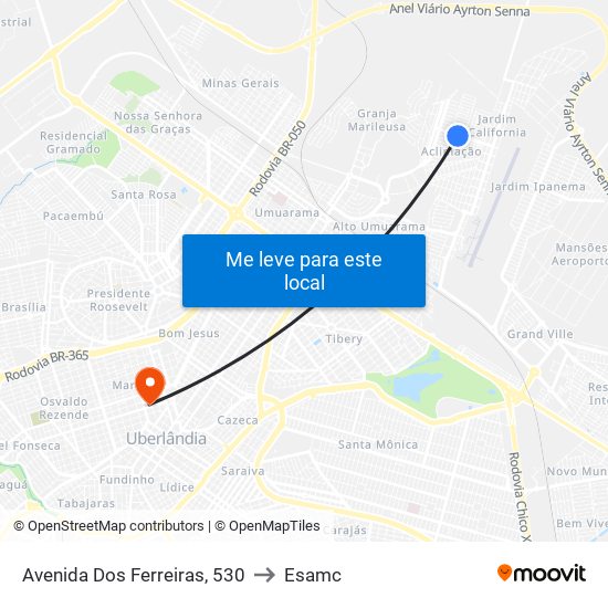 Avenida Dos Ferreiras, 530 to Esamc map
