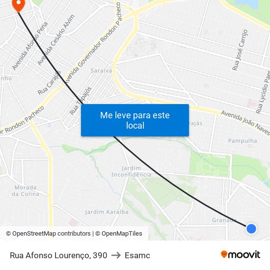 Rua Afonso Lourenço, 390 to Esamc map