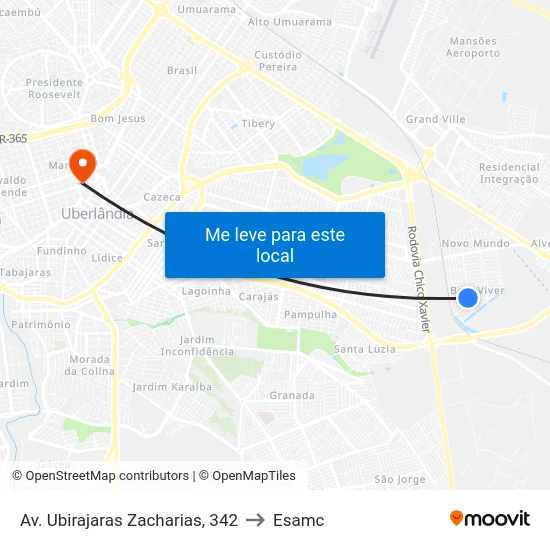 Av. Ubirajaras Zacharias, 342 to Esamc map