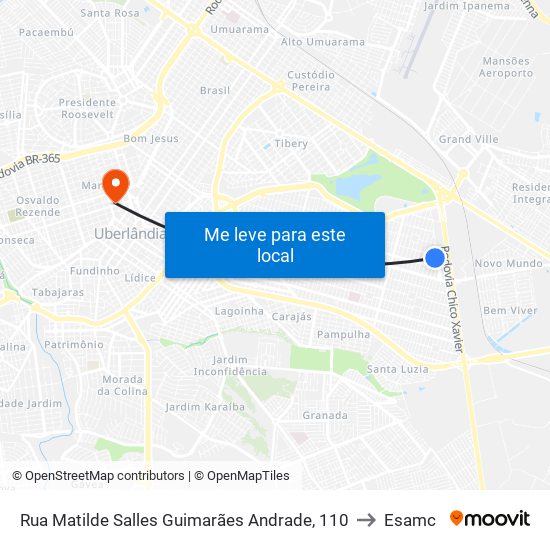 Rua Matilde Salles Guimarães Andrade, 110 to Esamc map