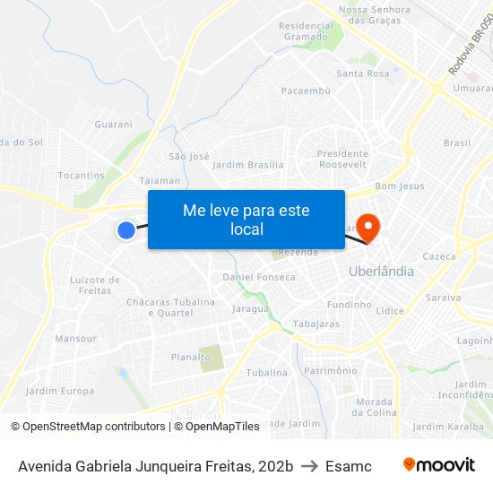 Avenida Gabriela Junqueira Freitas, 202b to Esamc map