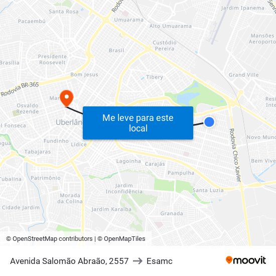 Avenida Salomão Abraão, 2557 to Esamc map