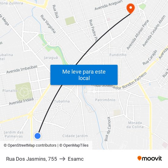 Rua Dos Jasmins, 755 to Esamc map