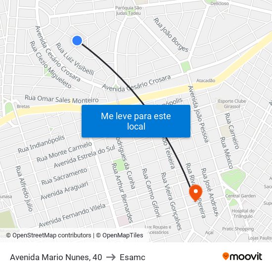 Avenida Mario Nunes, 40 to Esamc map