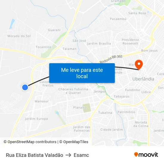 Rua Eliza Batista Valadão to Esamc map