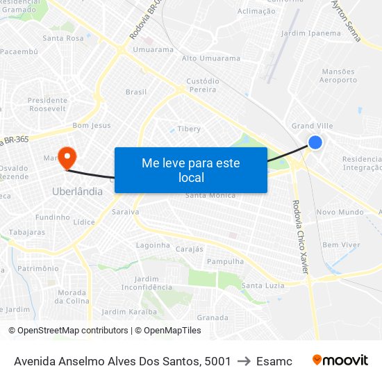 Avenida Anselmo Alves Dos Santos, 5001 to Esamc map