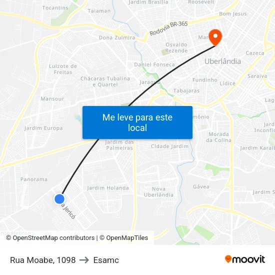 Rua Moabe, 1098 to Esamc map