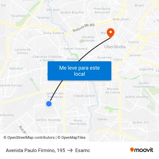Avenida Paulo Firmino, 195 to Esamc map