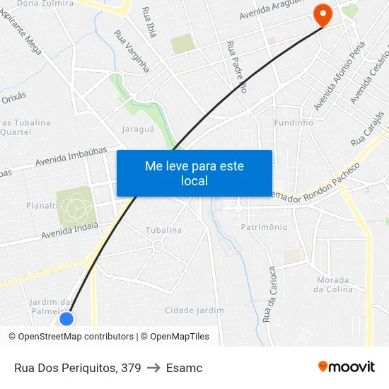 Rua Dos Periquitos, 379 to Esamc map