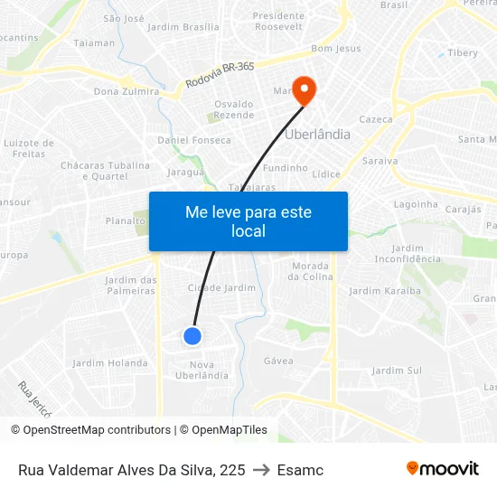 Rua Valdemar Alves Da Silva, 225 to Esamc map