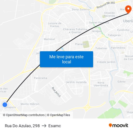 Rua Do Azulao, 298 to Esamc map