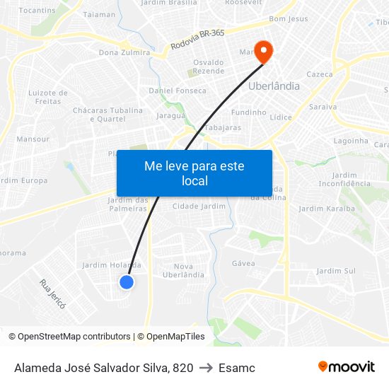 Alameda José Salvador Silva, 820 to Esamc map