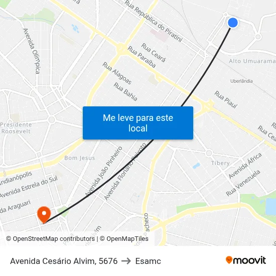 Avenida Cesário Alvim, 5676 to Esamc map