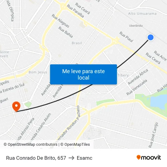 Rua Conrado De Brito, 657 to Esamc map