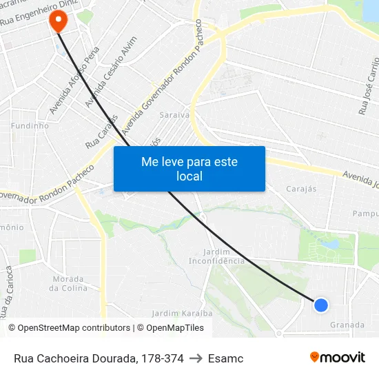 Rua Cachoeira Dourada, 178-374 to Esamc map