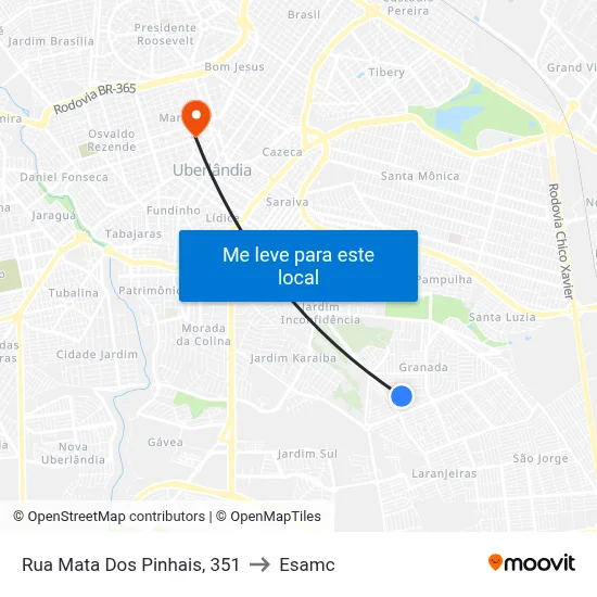 Rua Mata Dos Pinhais, 351 to Esamc map