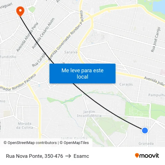 Rua Nova Ponte, 350-476 to Esamc map