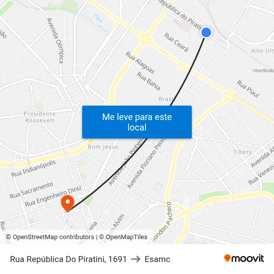 Rua República Do Piratini, 1691 to Esamc map