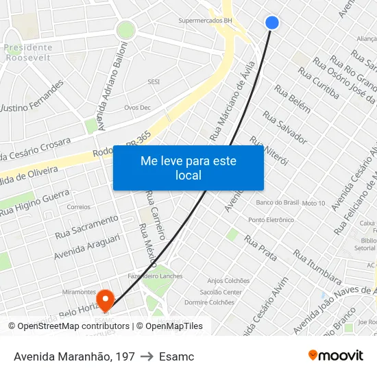 Avenida Maranhão, 197 to Esamc map