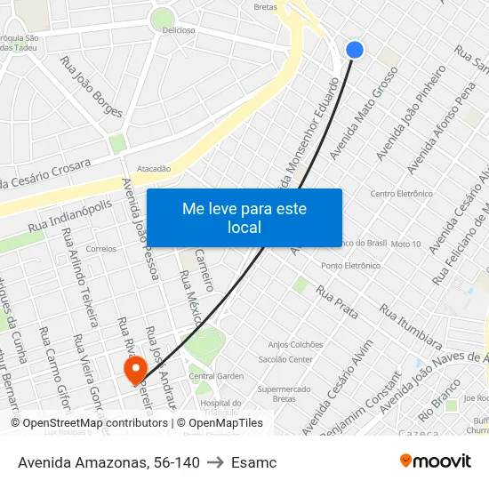 Avenida Amazonas, 56-140 to Esamc map