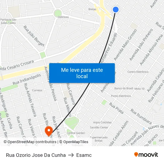 Rua Ozorio Jose Da Cunha to Esamc map