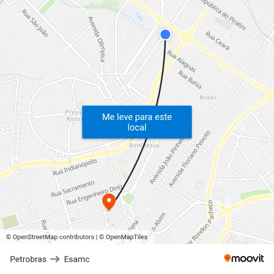 Petrobras to Esamc map