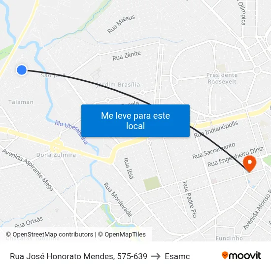 Rua José Honorato Mendes, 575-639 to Esamc map