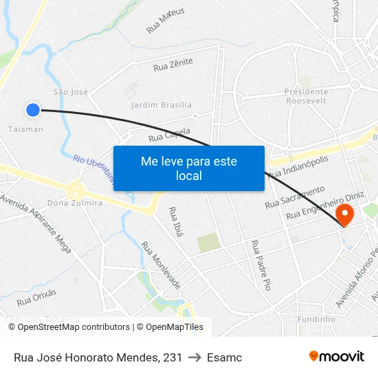 Rua José Honorato Mendes, 231 to Esamc map