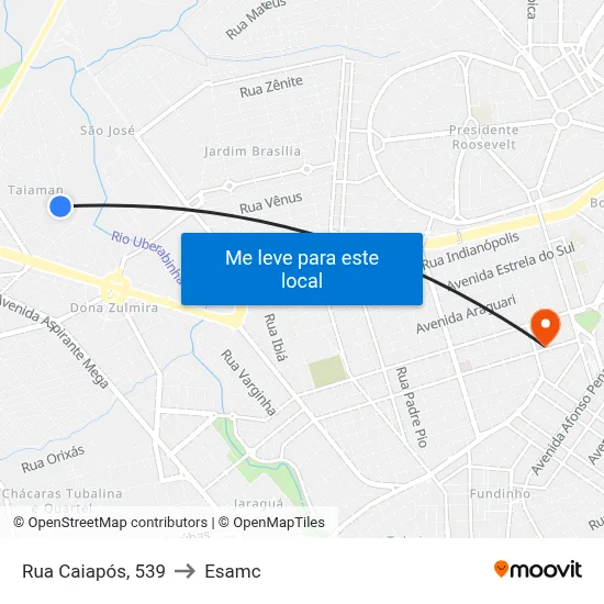 Rua Caiapós, 539 to Esamc map