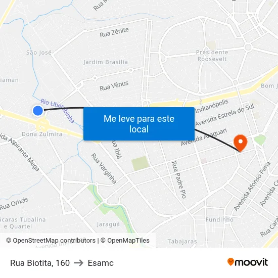 Rua Biotita, 160 to Esamc map